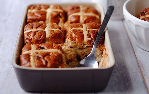 recipe image Hot Cross Bun Bread & Butter Pudding
