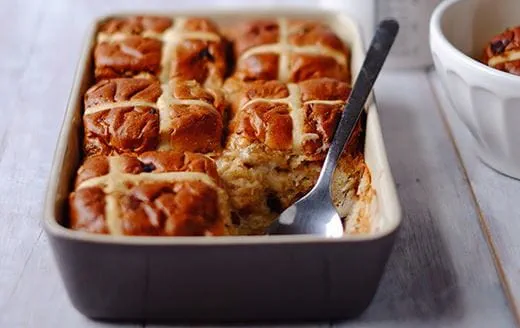 recipe image Hot Cross Bun Bread & Butter Pudding