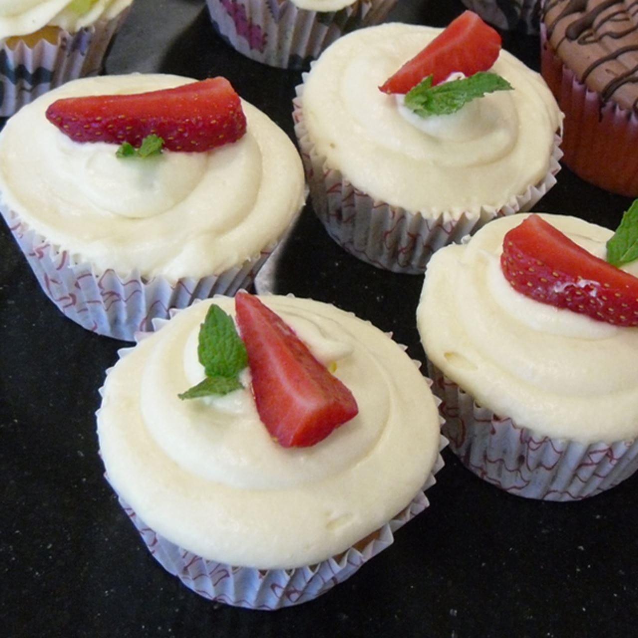 recipe image Rose and Turkish Delight Strawberry Cup Cakes