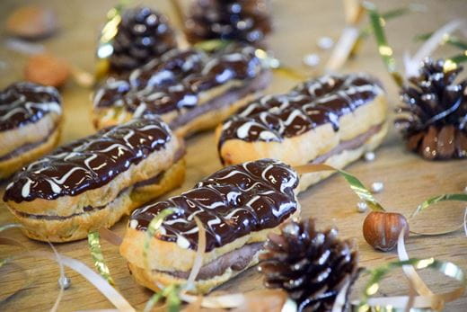 recipe image Chocolate and Chestnut Christmas Eclairs