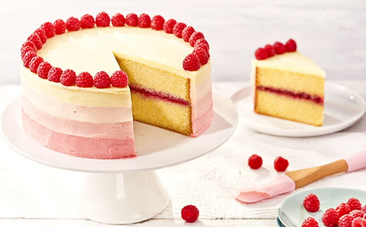 recipe image Raspberry Ombre Cake