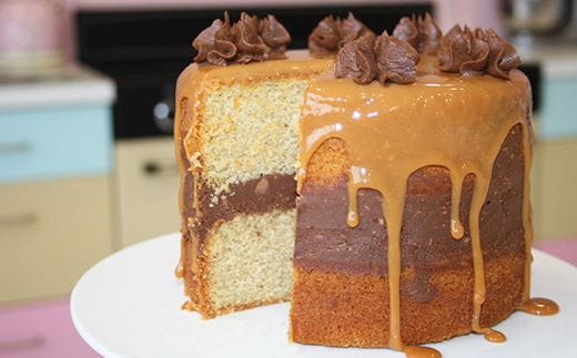 recipe image Coffee, Caramel & Chocolate Mousse Cake