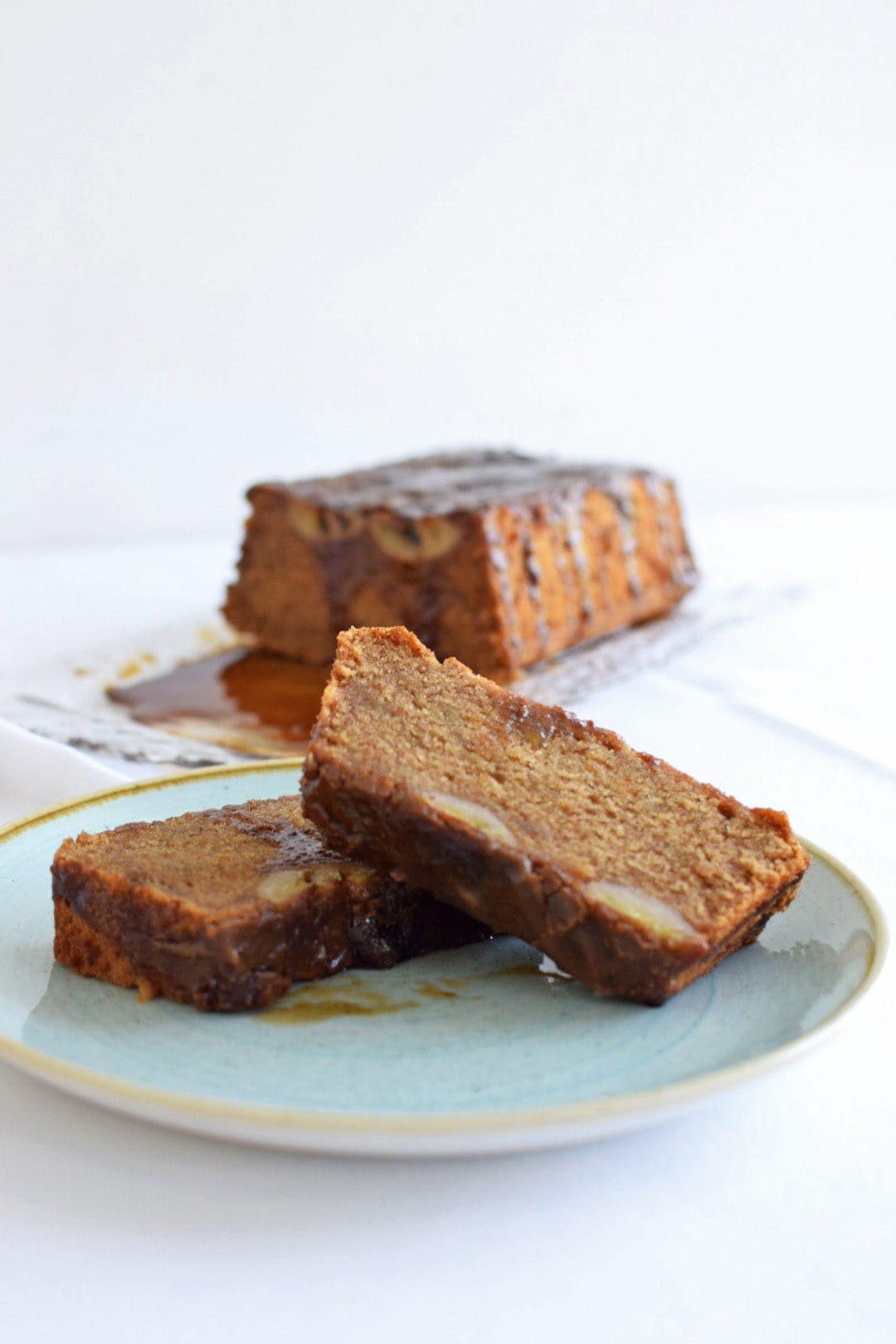Vegan Banana Bread with Sticky Toffee Sauce | Bake With Stork