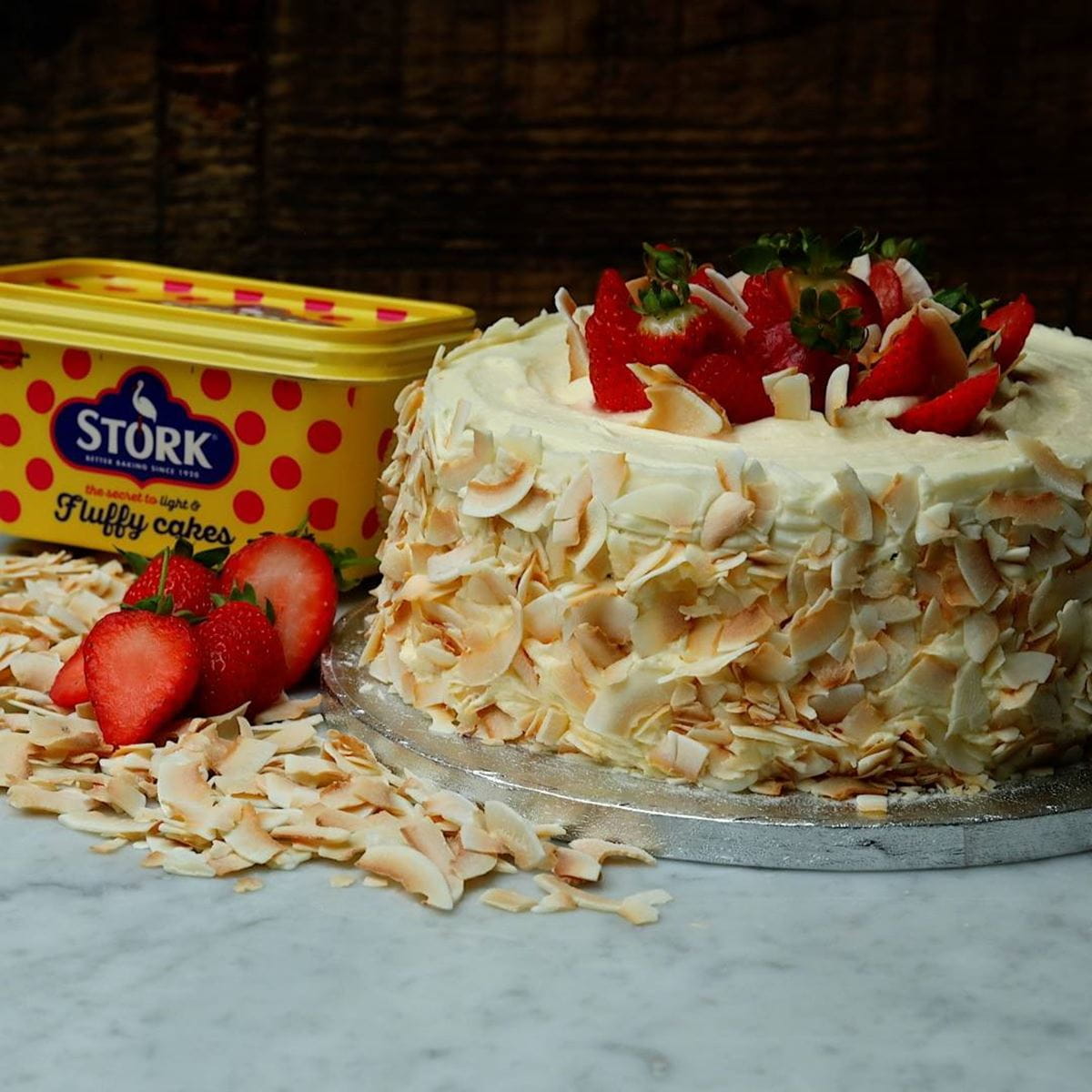 recipe image Strawberry & Coconut Sponge Cake