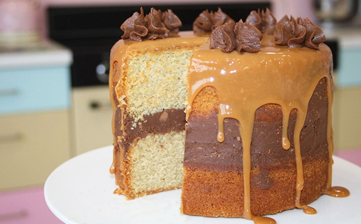 recipe image Coffee, Caramel & Chocolate Mousse Cake